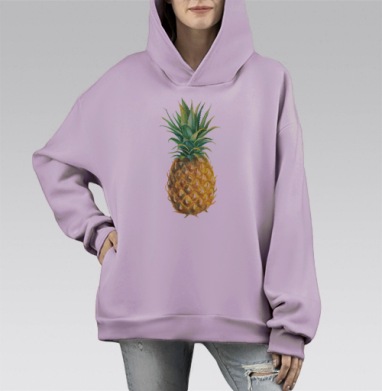 Ананас, Hoodie Mono Fiolet, оверсайз, утепленная