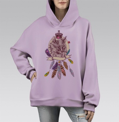 Английская котолева, Hoodie Mono Fiolet, оверсайз, утепленная