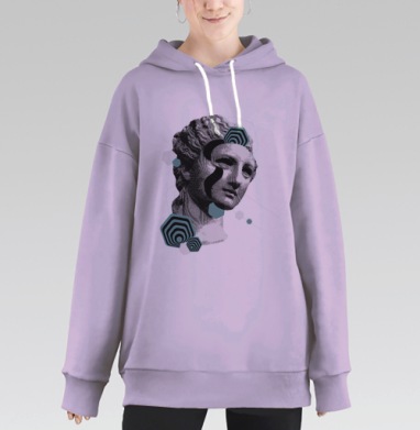 Античная Голова Абстрактные Геометрия Вдохновение, Hoodie Long Oversize Fiolet