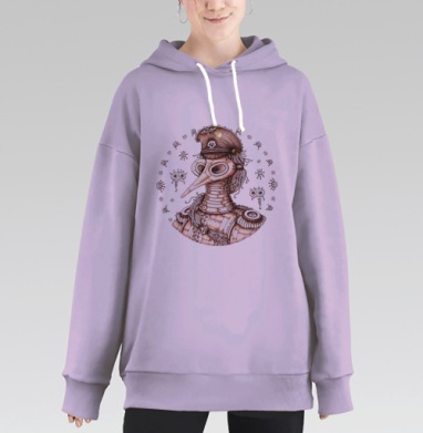 Антикварная маска доктора чумы в стимпанк стиле, Hoodie Long Oversize Fiolet