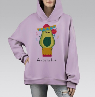 Авокактус, Hoodie Mono Fiolet, оверсайз, утепленная