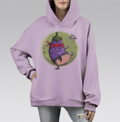 Баклажан Н, Hoodie Mono Fiolet, оверсайз, утепленная