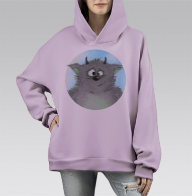 Бамбим, Hoodie Mono Fiolet, оверсайз, утепленная