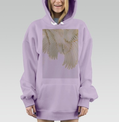 Белоснежные крылья птиц с золотыми контурами легкость свобода, Hoodie Mjhigh Dig Mel, Fiolet, утепленная