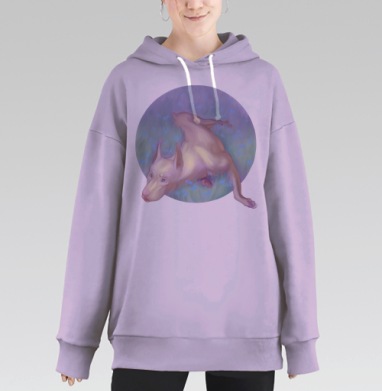 Белый доберман, Hoodie Long Oversize Fiolet