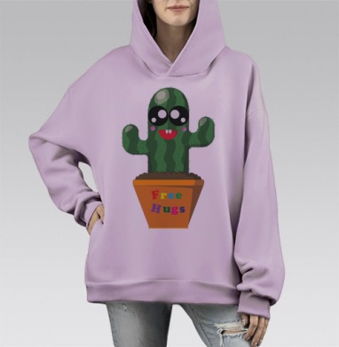 Бесплатные обнимашки, Hoodie Mono Fiolet, оверсайз, утепленная
