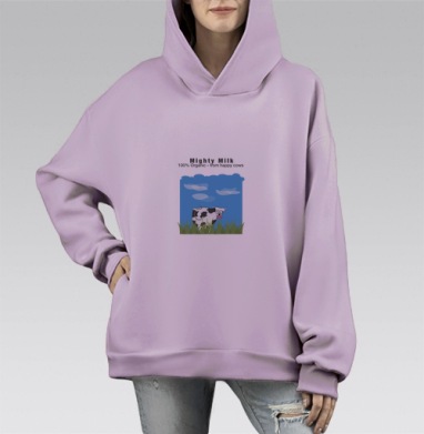 БЕЗУМНАЯ КОРОВКА, Hoodie Mono Fiolet, оверсайз, утепленная