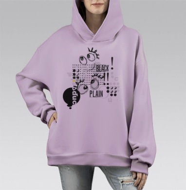Безумные глазки, Hoodie Mono Fiolet, оверсайз, утепленная