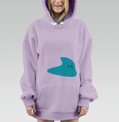 Бирюзовый морской котик милый абстрактный образ, Hoodie Mjhigh Dig Mel, Fiolet, утепленная