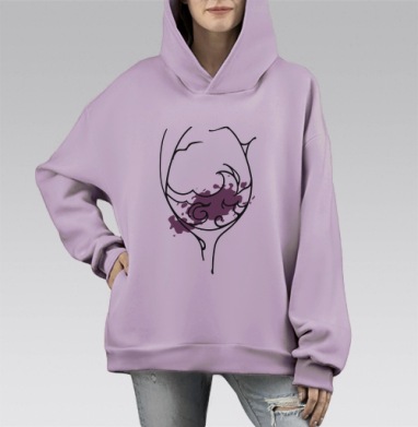 Бокал моря, Hoodie Mono Fiolet, оверсайз, утепленная