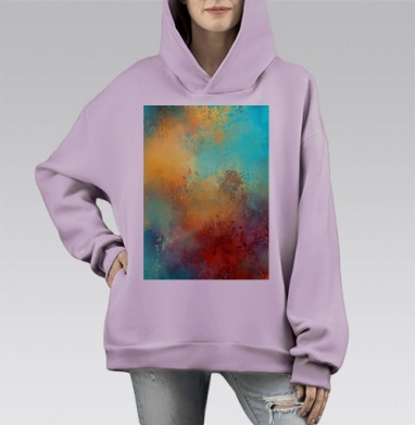 Брызги абстрактные, Hoodie Mono Fiolet, оверсайз, утепленная