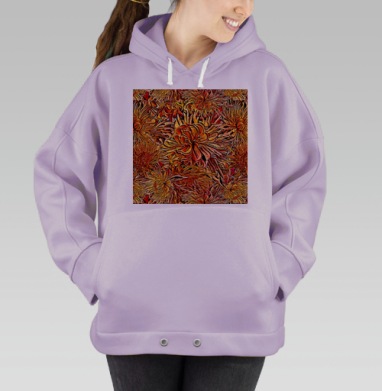 Букет теплых хризантем с бесконечным узором, Hoodie Oversize Fiolet