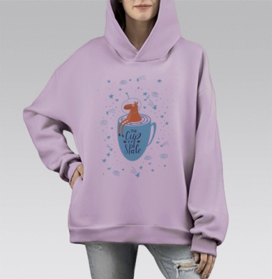 Чашечка космоса, Hoodie Mono Fiolet, оверсайз, утепленная