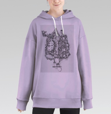 Часы с кукушкой, Hoodie Long Oversize Fiolet