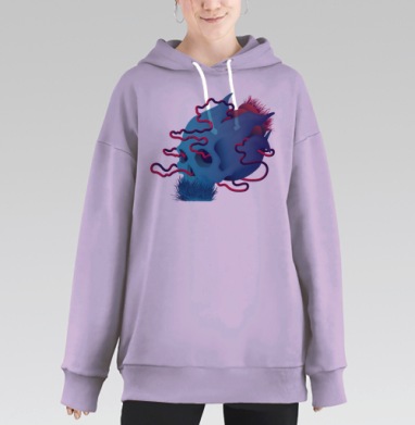 Череп-цветок синий, Hoodie Long Oversize Fiolet