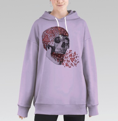 Череп и треугольники, Hoodie Long Oversize Fiolet