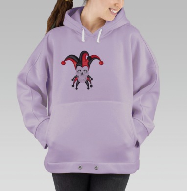 Череп шута в красном черном колпаке смерти, Hoodie Oversize Fiolet