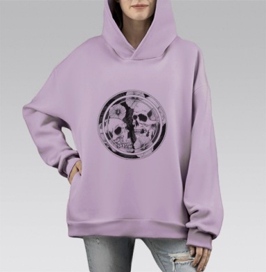 Черепа, Hoodie Mono Fiolet, оверсайз, утепленная
