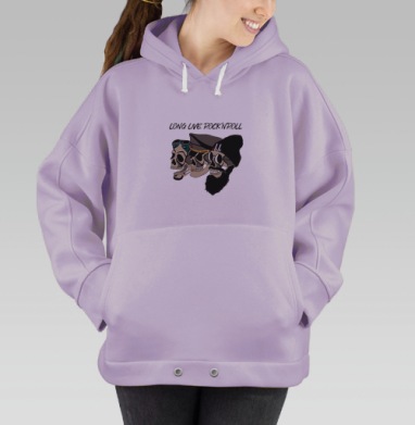Черепа рокеров Курение свобода рок-н-ролл, Hoodie Oversize Fiolet