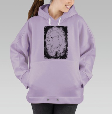 Черно белая грациозная кошка движения свободы гармонии, Hoodie Oversize Fiolet