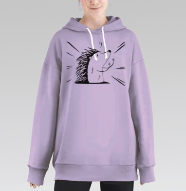 Черно белые ежи слушают музыку наушники музыка, Hoodie Long Oversize Fiolet