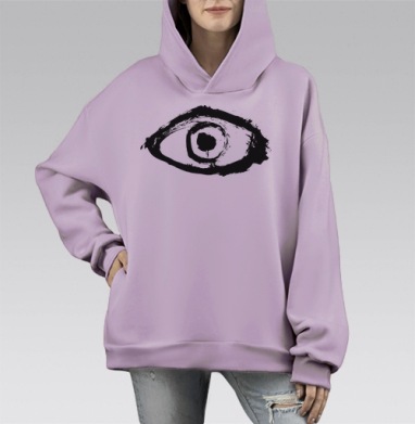 Черно белый абстрактный глаз наблюдение восприятие внутренний мир, Hoodie Mono Fiolet, оверсайз, утепленная