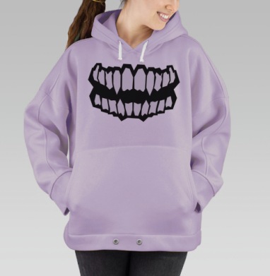 Черное белое леденящее улыбку лицо, Hoodie Oversize Fiolet