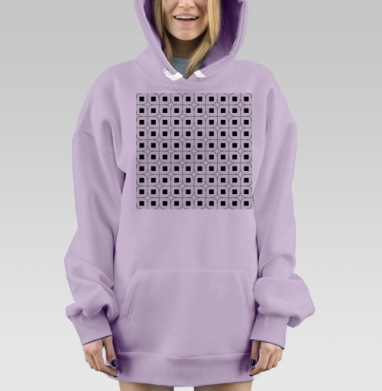 Чёрные И Белые Геометрические Квадраты В Оптическом Ритме, Hoodie Mjhigh Dig Mel, Fiolet, утепленная