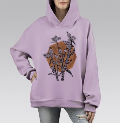 Чертополох, Hoodie Mono Fiolet, оверсайз, утепленная