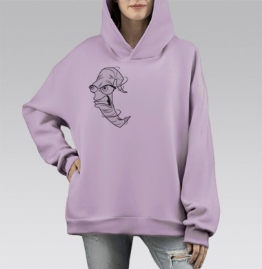 Острый чили перец с агрессивным лицом, Hoodie Mono Fiolet, оверсайз, утепленная