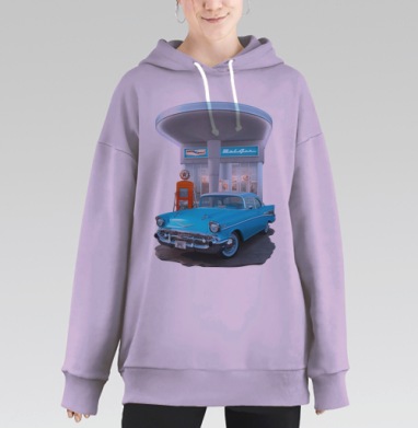 Chevrolet Bel Air / Шевроле Бел Эйр, Hoodie Long Oversize Fiolet