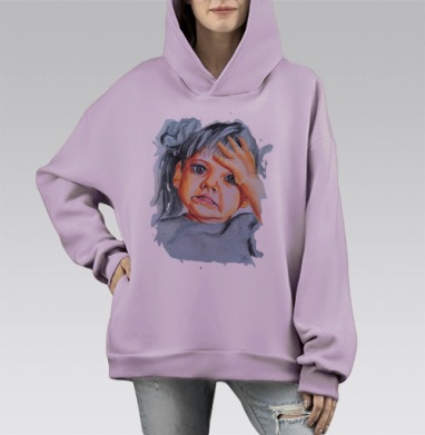 Цвет настроения серый, Hoodie Mono Fiolet, оверсайз, утепленная