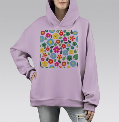 Цветочный фон, Hoodie Mono Fiolet, оверсайз, утепленная