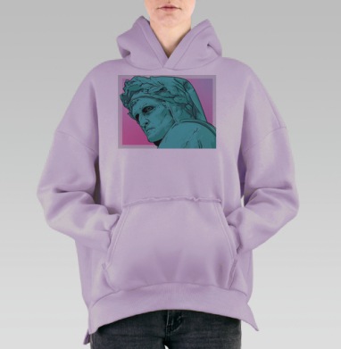 Данте современный классический портрет бирюзовый, Hoodie Oversize Fiolet, утепленная