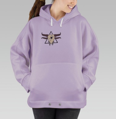 Декоративный череп с рогами на темном фоне, Hoodie Oversize Fiolet