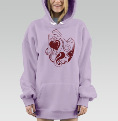 Декоративный узор с сердцами и покерными фишками, Hoodie Mjhigh Dig Mel, Fiolet, утепленная