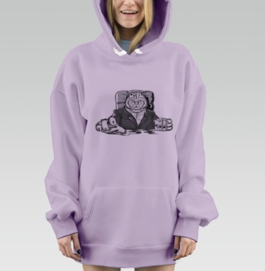 Деловой Кот В Костюме На Рабочем Месте, Hoodie Mjhigh Dig Mel, Fiolet, утепленная