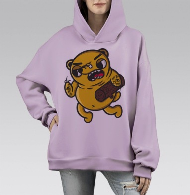 Дерзкий Медведь, Hoodie Mono Fiolet, оверсайз, утепленная