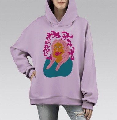 Девичье, Hoodie Mono Fiolet, оверсайз, утепленная