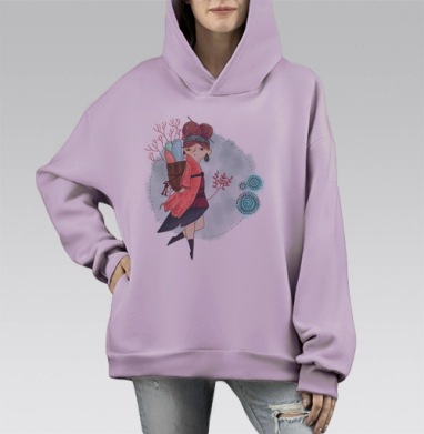 Девочка С Корзинкой, Hoodie Mono Fiolet, оверсайз, утепленная