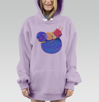 Девочка с космическим шаром мечты в руках, Hoodie Mjhigh Dig Mel, Fiolet, утепленная