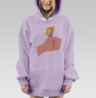 Девочка с пальчиком вверх Мотивация и поддержка, Hoodie Mjhigh Dig Mel, Fiolet, утепленная