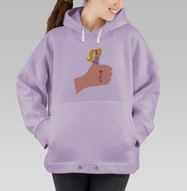 Девочка с пальчиком вверх Мотивация и поддержка, Hoodie Oversize Fiolet