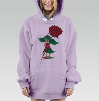 Девочка с розой в зелёном платье нежная нежность и красота, Hoodie Mjhigh Dig Mel, Fiolet, утепленная