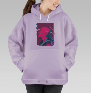 Девушка киберпанк, Hoodie Oversize Fiolet