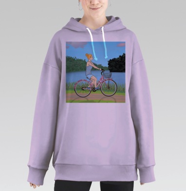 Девушка на велосипеде, Hoodie Long Oversize Fiolet