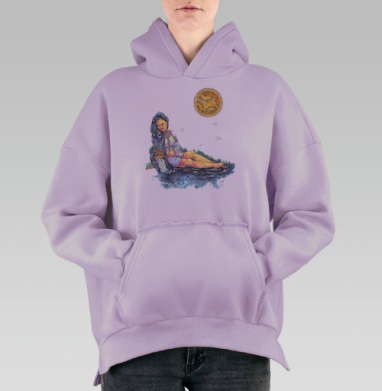 Девушка Река, Hoodie Oversize Fiolet, утепленная