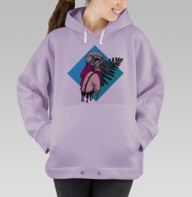 Девушка с маской черепа птицы уникальный образ мистической силы, Hoodie Oversize Fiolet