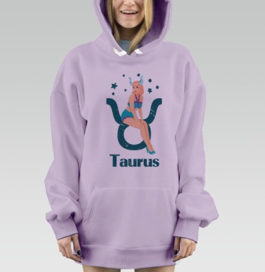 Девушка Телец Зодиак Пинап в голубом стиле, Hoodie Mjhigh Dig Mel, Fiolet, утепленная