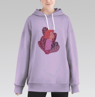 Девушка в листьях, Hoodie Long Oversize Fiolet